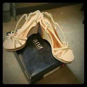 a.n.a Elegant White Wedge Sandals